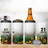 Custom Guyana Football 4 in 1 Can Cooler Tumbler Spirit of the Jaguar - White - Wonder Print Shop