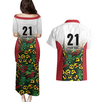 Custom Guyana Football Couples Matching Puletasi and Hawaiian Shirt Spirit of the Jaguar - White - Wonder Print Shop
