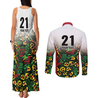 Custom Guyana Football Couples Matching Tank Maxi Dress and Long Sleeve Button Shirt Spirit of the Jaguar - White - Wonder Print Shop
