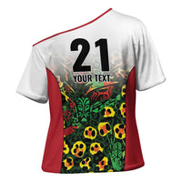 Custom Guyana Football Cross Shoulder Shirt Spirit of the Jaguar - White - Wonder Print Shop