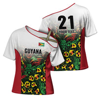 Custom Guyana Football Cross Shoulder Shirt Spirit of the Jaguar - White - Wonder Print Shop