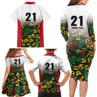 Custom Guyana Football Family Matching Long Sleeve Bodycon Dress and Hawaiian Shirt Spirit of the Jaguar - White - Wonder Print Shop