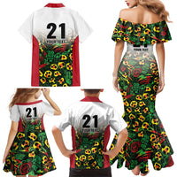 Custom Guyana Football Family Matching Mermaid Dress and Hawaiian Shirt Spirit of the Jaguar - White - Wonder Print Shop