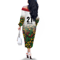 Custom Guyana Football Family Matching Off The Shoulder Long Sleeve Dress and Hawaiian Shirt Spirit of the Jaguar - White - Wonder Print Shop