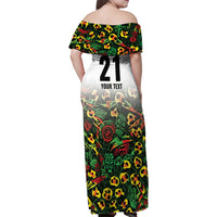 Custom Guyana Football Family Matching Off Shoulder Maxi Dress and Hawaiian Shirt Spirit of the Jaguar - White - Wonder Print Shop