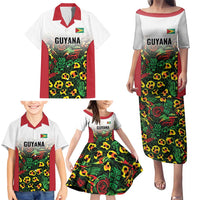 Custom Guyana Football Family Matching Puletasi and Hawaiian Shirt Spirit of the Jaguar - White - Wonder Print Shop