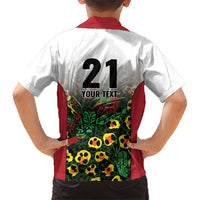 Custom Guyana Football Family Matching Short Sleeve Bodycon Dress and Hawaiian Shirt Spirit of the Jaguar - White - Wonder Print Shop