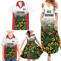 Custom Guyana Football Family Matching Summer Maxi Dress and Hawaiian Shirt Spirit of the Jaguar - White - Wonder Print Shop