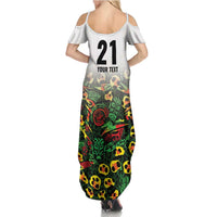 Custom Guyana Football Family Matching Summer Maxi Dress and Hawaiian Shirt Spirit of the Jaguar - White - Wonder Print Shop