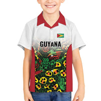 Custom Guyana Football Family Matching Summer Maxi Dress and Hawaiian Shirt Spirit of the Jaguar - White - Wonder Print Shop