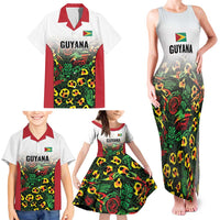 Custom Guyana Football Family Matching Tank Maxi Dress and Hawaiian Shirt Spirit of the Jaguar - White - Wonder Print Shop