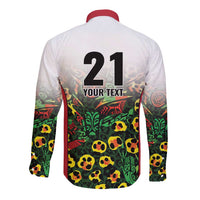 Custom Guyana Football Long Sleeve Button Shirt Spirit of the Jaguar - White - Wonder Print Shop
