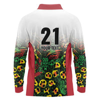 Custom Guyana Football Long Sleeve Polo Shirt Spirit of the Jaguar - White - Wonder Print Shop