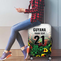 Custom Guyana Football Luggage Cover Spirit of the Jaguar - White - Wonder Print Shop