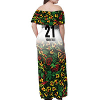 Custom Guyana Football Off Shoulder Maxi Dress Spirit of the Jaguar - White - Wonder Print Shop