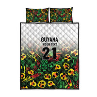 Custom Guyana Football Quilt Bed Set Spirit of the Jaguar - White - Wonder Print Shop