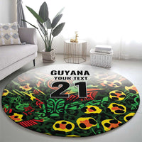 Custom Guyana Football Round Carpet Spirit of the Jaguar - White - Wonder Print Shop