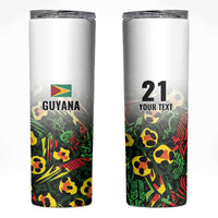 Custom Guyana Football Skinny Tumbler Spirit of the Jaguar - White - Wonder Print Shop