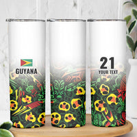Custom Guyana Football Skinny Tumbler Spirit of the Jaguar - White - Wonder Print Shop
