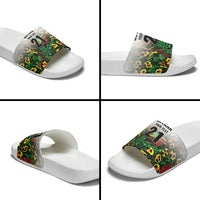 Custom Guyana Football Slide Sandals Spirit of the Jaguar - White - Wonder Print Shop