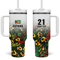 Custom Guyana Football Tumbler With Handle Spirit of the Jaguar - White - Wonder Print Shop