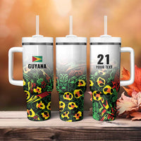Custom Guyana Football Tumbler With Handle Spirit of the Jaguar - White - Wonder Print Shop