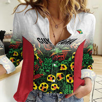 Custom Guyana Football Women Casual Shirt Spirit of the Jaguar - White - Wonder Print Shop