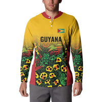 Custom Guyana Football Button Sweatshirt Spirit of the Jaguar - Yellow - Wonder Print Shop