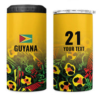 Custom Guyana Football 4 in 1 Can Cooler Tumbler Spirit of the Jaguar - Yellow - Wonder Print Shop