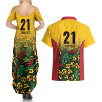 Custom Guyana Football Couples Matching Summer Maxi Dress and Hawaiian Shirt Spirit of the Jaguar - Yellow - Wonder Print Shop