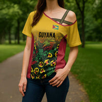 Custom Guyana Football Cross Shoulder Shirt Spirit of the Jaguar - Yellow - Wonder Print Shop