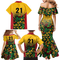 Custom Guyana Football Family Matching Mermaid Dress and Hawaiian Shirt Spirit of the Jaguar - Yellow - Wonder Print Shop