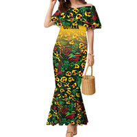 Custom Guyana Football Family Matching Mermaid Dress and Hawaiian Shirt Spirit of the Jaguar - Yellow - Wonder Print Shop
