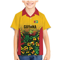 Custom Guyana Football Family Matching Mermaid Dress and Hawaiian Shirt Spirit of the Jaguar - Yellow - Wonder Print Shop