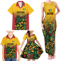 Custom Guyana Football Family Matching Tank Maxi Dress and Hawaiian Shirt Spirit of the Jaguar - Yellow - Wonder Print Shop