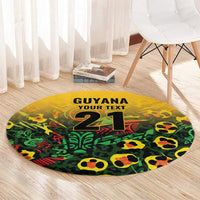 Custom Guyana Football Round Carpet Spirit of the Jaguar - Yellow - Wonder Print Shop