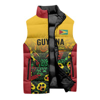 Custom Guyana Football Sleeveless Puffer Jacket Spirit of the Jaguar - Yellow - Wonder Print Shop
