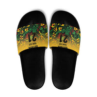 Custom Guyana Football Slide Sandals Spirit of the Jaguar - Yellow - Wonder Print Shop