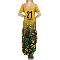 Custom Guyana Football Summer Maxi Dress Spirit of the Jaguar - Yellow - Wonder Print Shop