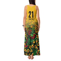 Custom Guyana Football Tank Maxi Dress Spirit of the Jaguar - Yellow - Wonder Print Shop