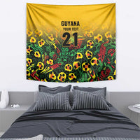 Custom Guyana Football Tapestry Spirit of the Jaguar - Yellow - Wonder Print Shop