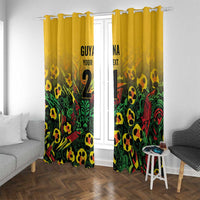 Custom Guyana Football Window Curtain Spirit of the Jaguar - Yellow - Wonder Print Shop