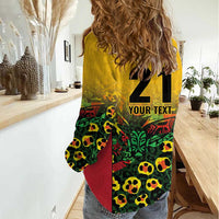 Custom Guyana Football Women Casual Shirt Spirit of the Jaguar - Yellow - Wonder Print Shop