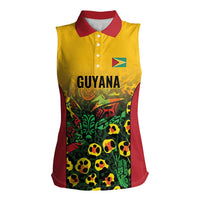 Custom Guyana Football Women Sleeveless Polo Shirt Spirit of the Jaguar - Yellow - Wonder Print Shop