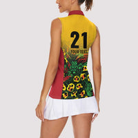Custom Guyana Football Women Sleeveless Polo Shirt Spirit of the Jaguar - Yellow - Wonder Print Shop