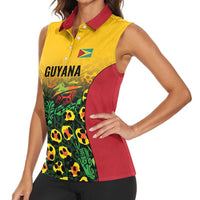 Custom Guyana Football Women Sleeveless Polo Shirt Spirit of the Jaguar - Yellow - Wonder Print Shop