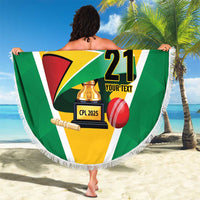 Custom Guyana Champions Reloaded 2025 Beach Blanket Caribbean Cricket Supporter Amazon Warriors - Wonder Print Shop