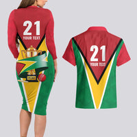 Custom Guyana Champions Reloaded 2025 Couples Matching Long Sleeve Bodycon Dress and Hawaiian Shirt Caribbean Cricket Supporter Amazon Warriors - Wonder Print Shop