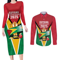 Custom Guyana Champions Reloaded 2025 Couples Matching Long Sleeve Bodycon Dress and Long Sleeve Button Shirt Caribbean Cricket Supporter Amazon Warriors - Wonder Print Shop