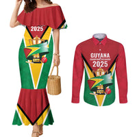 Custom Guyana Champions Reloaded 2025 Couples Matching Mermaid Dress and Long Sleeve Button Shirt Caribbean Cricket Supporter Amazon Warriors - Wonder Print Shop